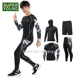 Kids Boys Running Leggings Children Fitness Gym Clothing