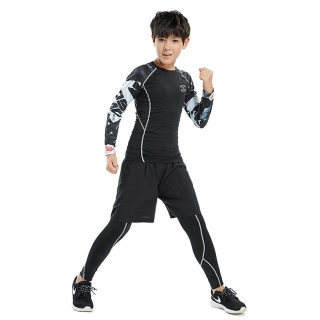 Kids Boys Running Leggings Children Fitness Gym Clothing