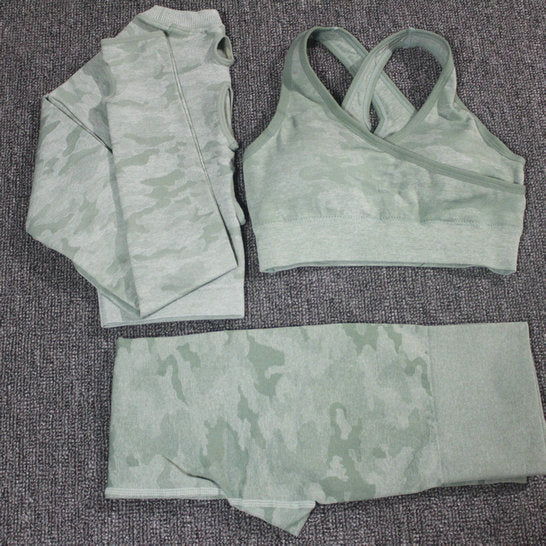 Camouflage Camo Yoga Set Sports Wear For Women