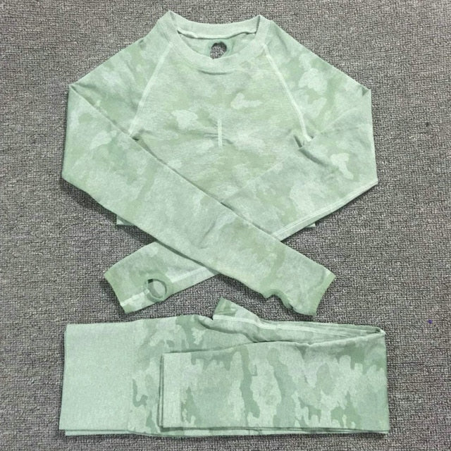 Camouflage Camo Yoga Set Sports Wear For Women