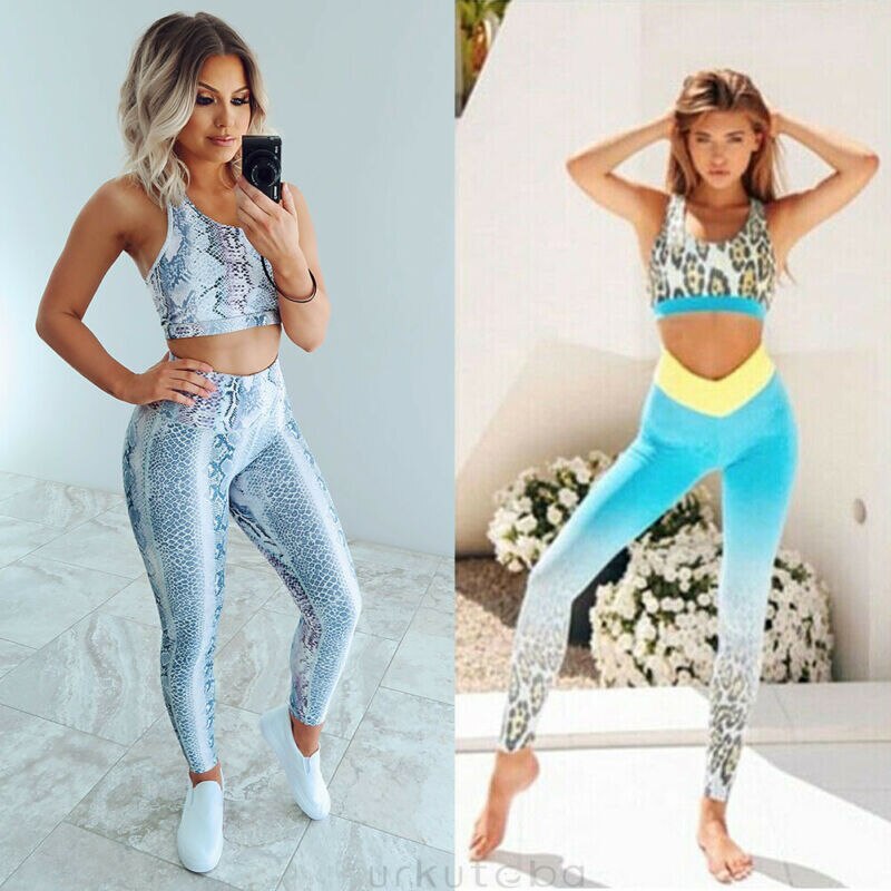 Women Yoga Fitness Exercise Bra+Pants Leggings Set