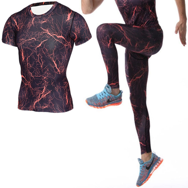 Men's Sports Running Set Compression T-Shirt & Pants